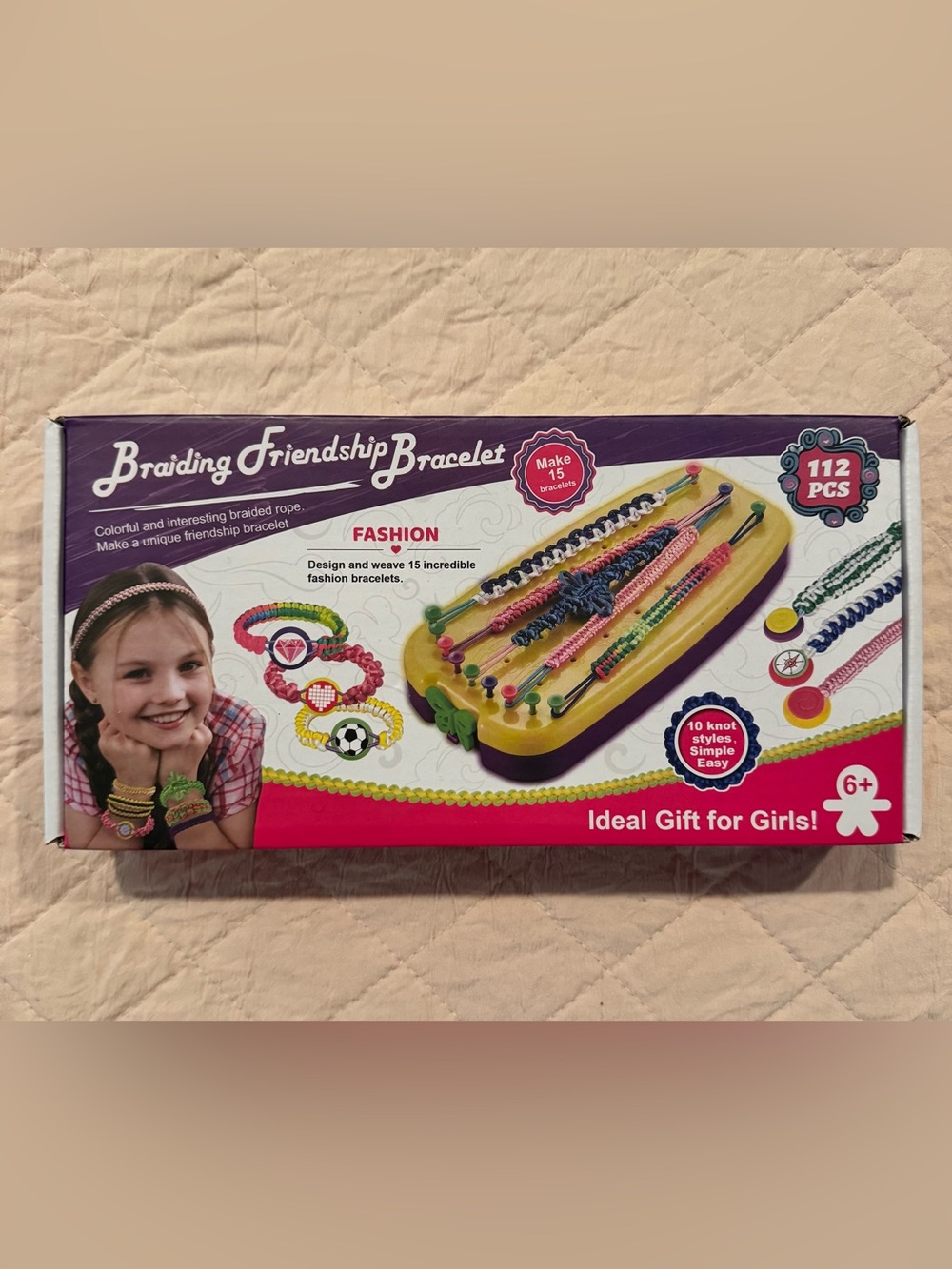 Braiding Friendship Bracelet Kit for Kids - Pink & Yellow